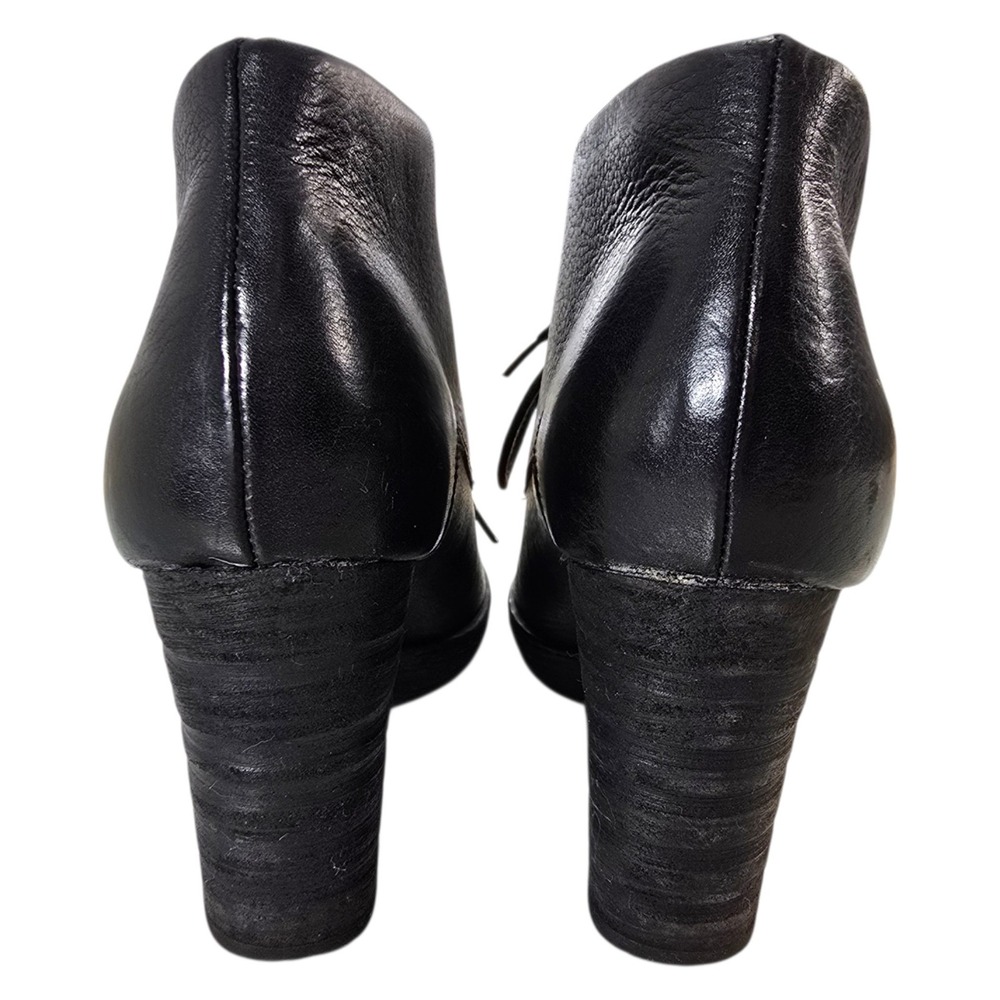 Born Ankle Boots Womens 6.5 Black Leather Lace Up Block Heel Booties Boho - Picture 4 of 10